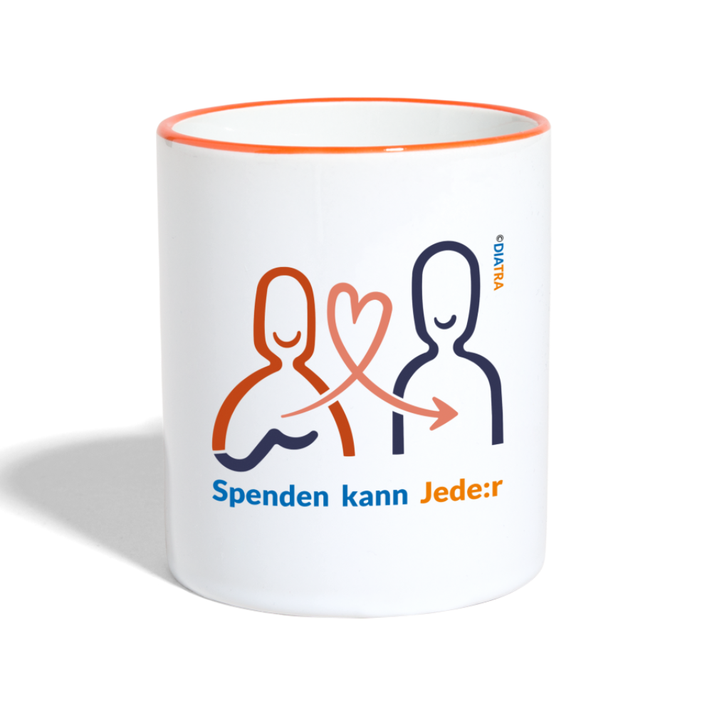 Tasse mit Slogan "Spenden kann Jede:r" - Weiß/Orange