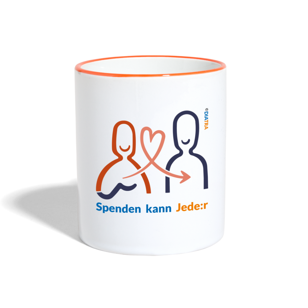 Tasse mit Slogan "Spenden kann Jede:r" - Weiß/Orange